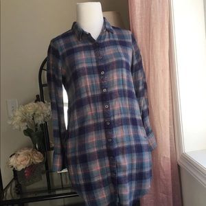 Roxy Super Soft long plaid Flannel Shirt Size XS
